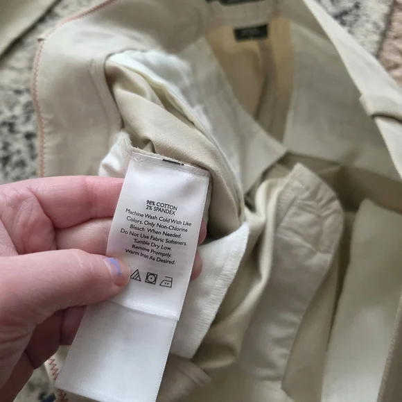 Eddie Bauer Pant Blazer Suit Set Womens 12 Cream Cotton Blend Preppy Academia - Picture 10 of 12